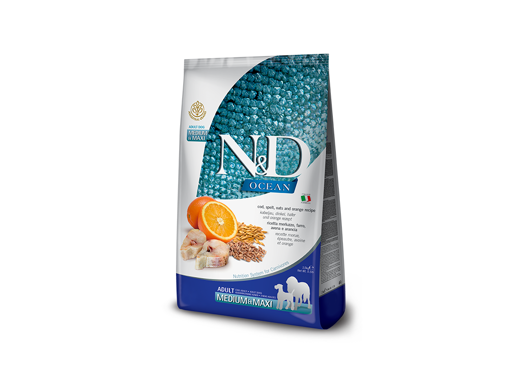 N&D OCEAN DOG LG Adult M/L Codfish & Orange Velikost: 12 kg