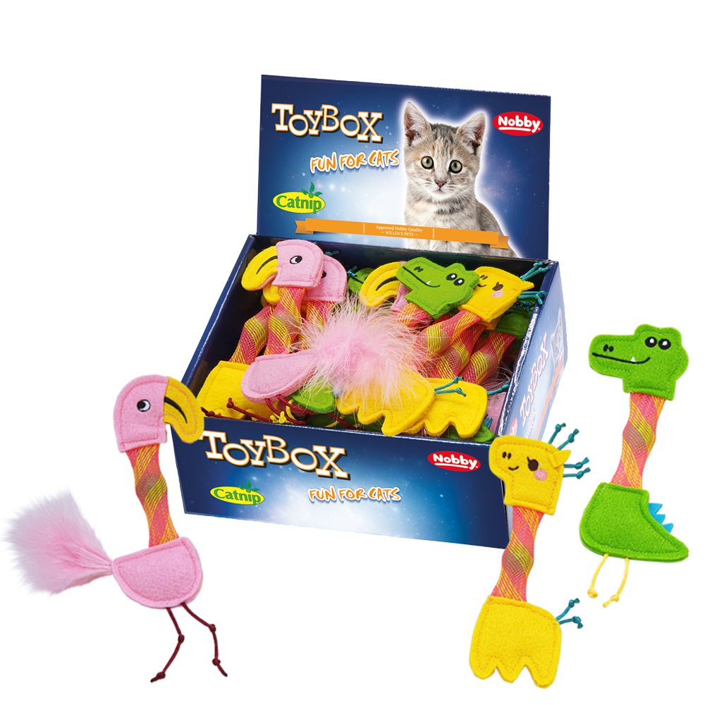 Nobby Toy Box Cat plstěná zvířátka ze zoo 24 ks 1 balení