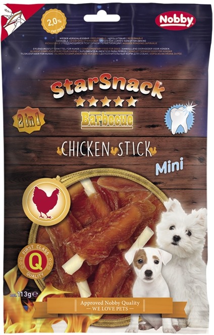 Nobby StarSnack BBQ Chicken Stick Mini kostičky s kuřecím masem 113g 1 balení