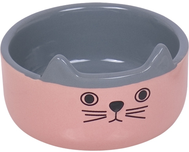 Nobby CAT FACE keramická miska pro kočky růžovo-šedá 13x4,5cm/0,16l 1 balení