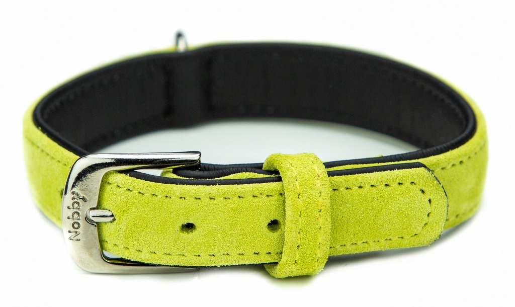 Nobby VELOURS obojek ze semišové kůže L-XL 60cm zelená 1 balení