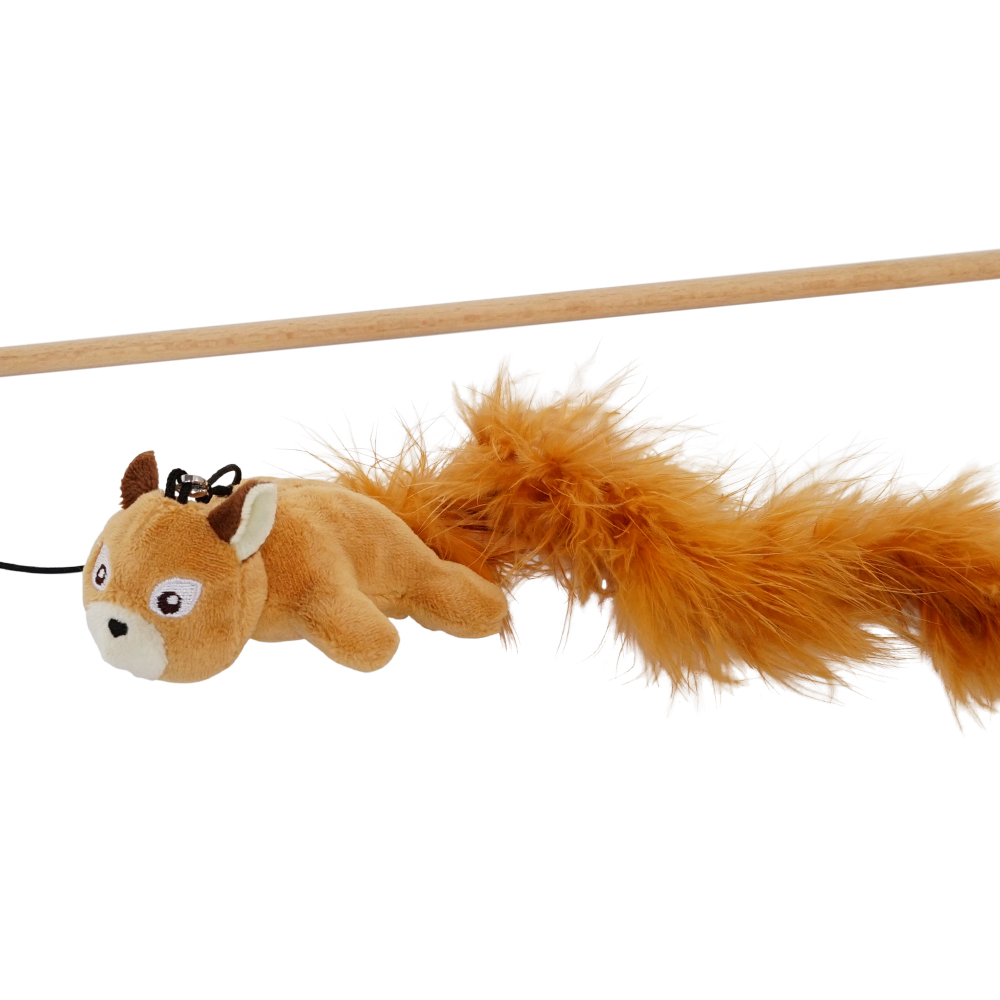 Nobby Prut s veverkou, s šanta kočičí, Pole 46 cm, popruh s hračkou 66 cm 1 balení