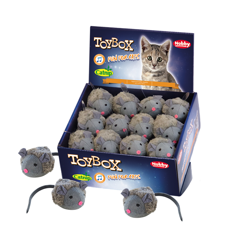 Nobby TOYBOX hračka kočka Plyšová myš se zvukem 24 ks 1 balení