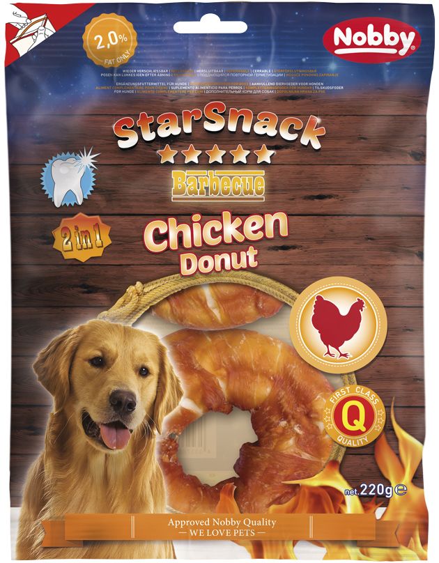 Nobby StarSnack BBQ Chicken Donut pamlsky 10cm 220g 1 balení