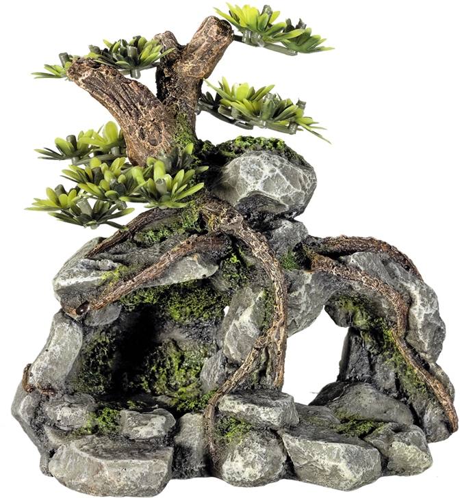 Nobby akvarijní dekorace strom na skále 13,3 x 9,5 x 12,8 cm 1 balení