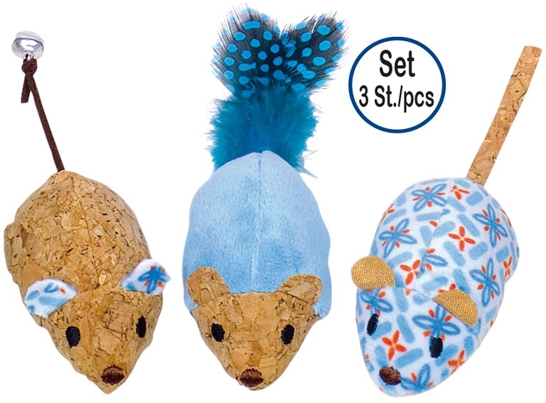 Nobby hračka pro kočky sada tří korkových myšek s catnipem 7/12 cm 1 balení