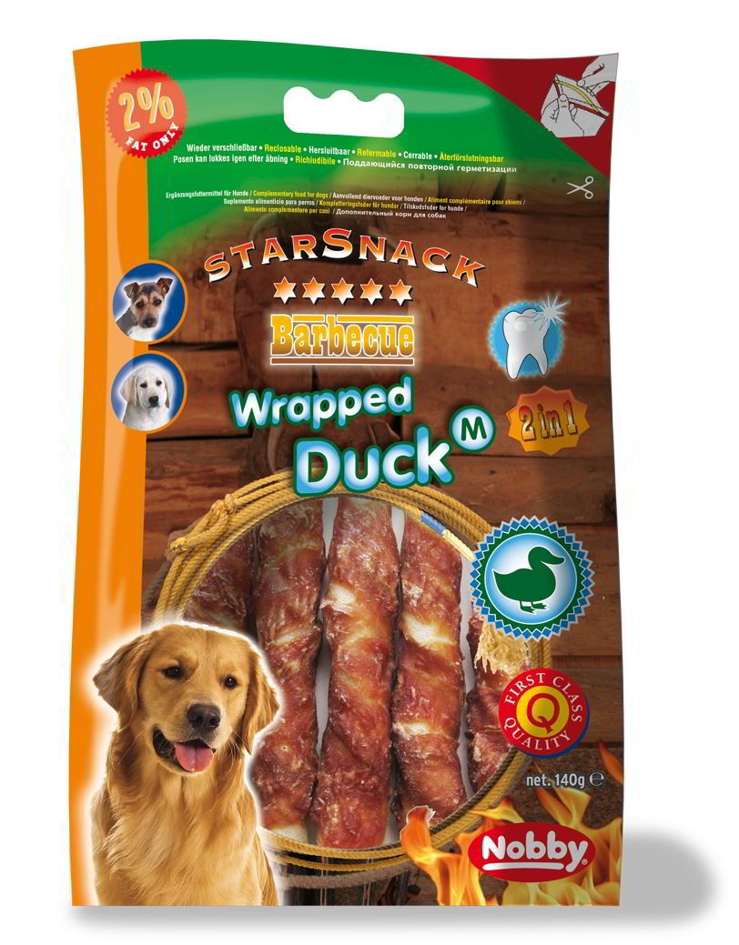 Nobby StarSnack Barbecue Wrapped Duck Medium tyčinky 13cm / 140g 1 balení