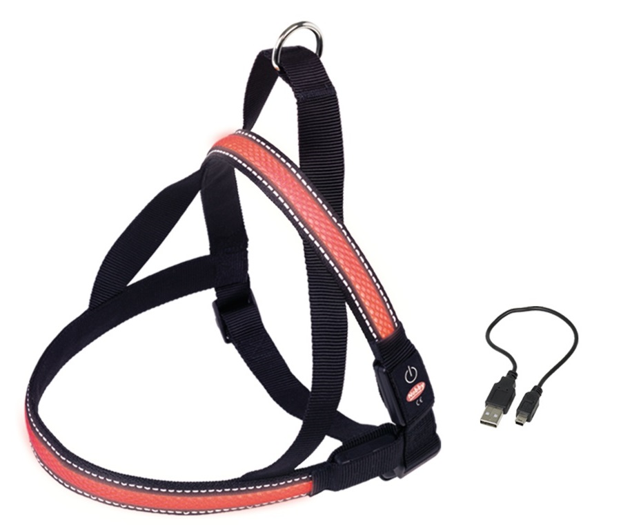 Nobby Flash Mesh svítící červený postroj vel. M (60-75cm) 1 balení