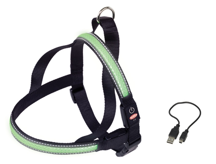 Nobby Flash Mesh svítící zelený postroj vel. S (50-65cm) 1 balení