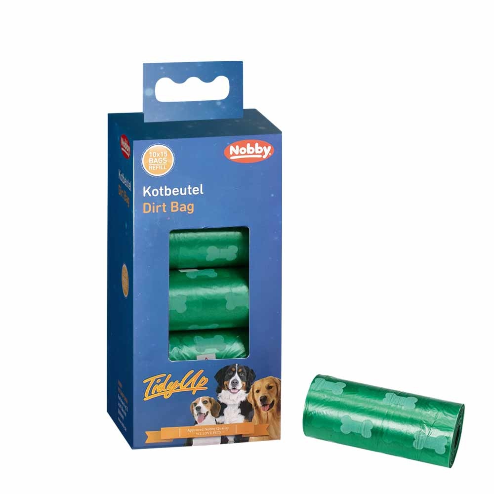 Nobby TidyUp Poop sáčky s potiskem tlapek 10 rolí s 15 sáčky zelená 1 balení