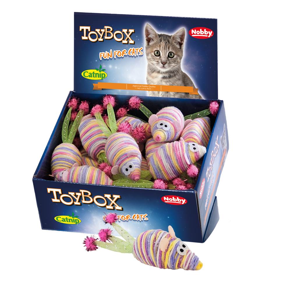 Nobby Nobby TOYBOX Cat vlněná myš s catnip. 20 ks / 8 cm 1 balení