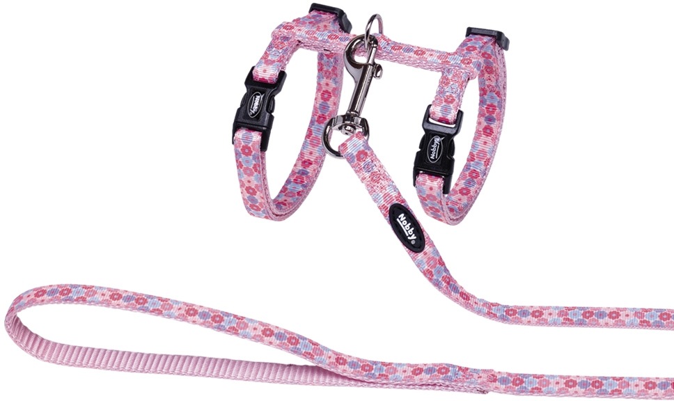 Nobby Flower Pink postroj s vodítkem pro kočky růžový 1 balení