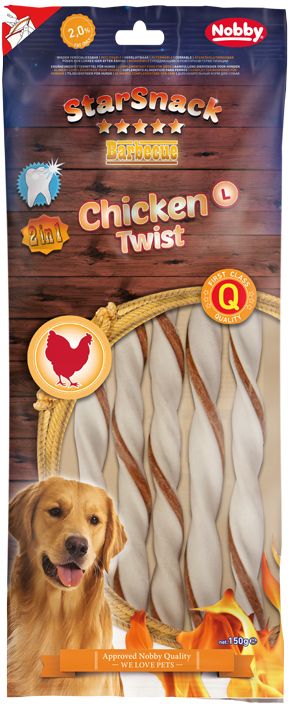 Nobby StarSnack BBQ Chicken Twist žvýkací tyčky L 25cm 150g 1 balení