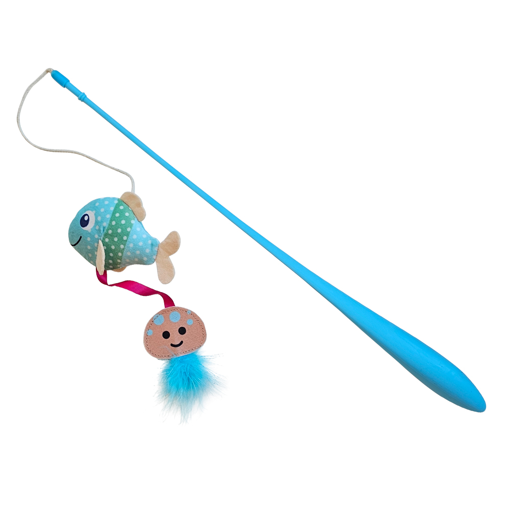 Nobby hračka kočka Udice s rybami a medúzami 48 + 42 cm 1 balení