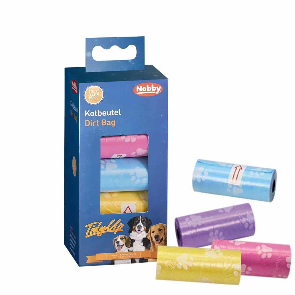 Nobby TidyUp Poop sáčky s potiskem tlapek 10 rolí s 15 sáčky 1 balení