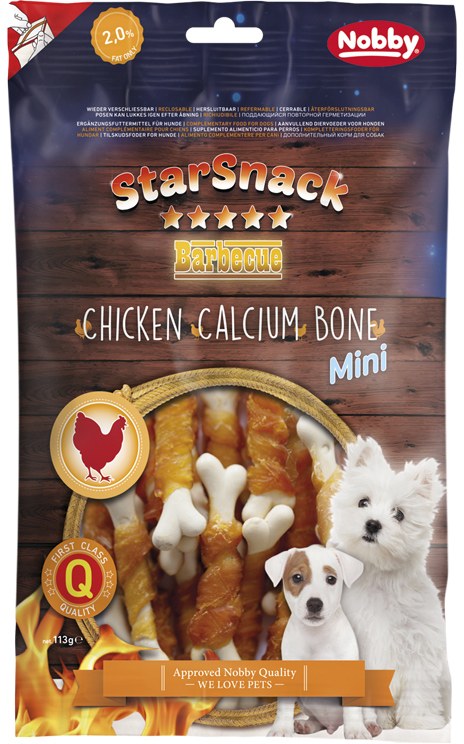 Nobby StarSnack BBQ Mini kalciová kostička s kuřetem 7cm / 70g 1 balení