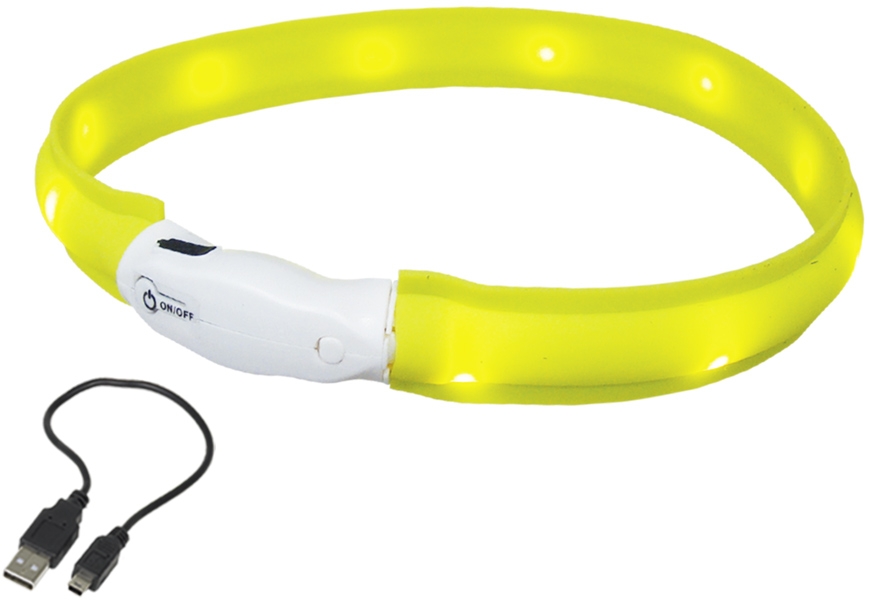 Nobby LED plochý svítící obojek pro psy žlutý M 55cm 1 balení