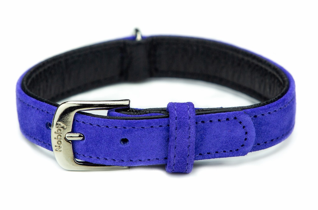 Nobby VELOURS obojek ze semišové kůže S 37cm fialová 1 balení