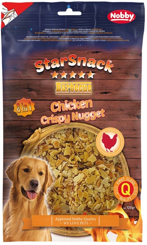 Nobby StarSnack BBQ pamlsky Kuřecí křupavé nugetky 120g 1 balení