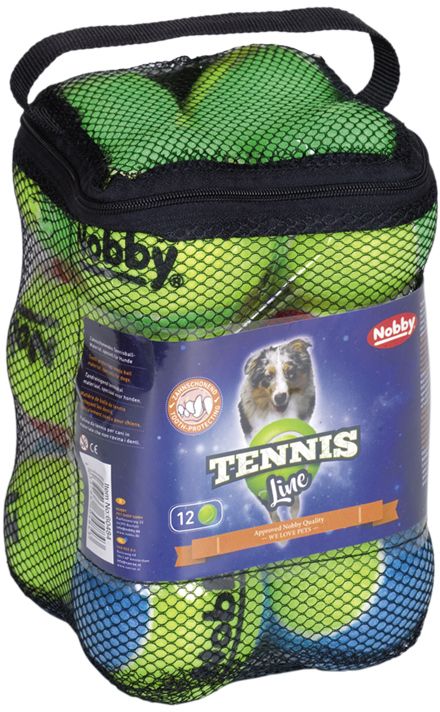 Nobby Tennis Line hračka tenisový míček barevný M 6,5cm 12ks 1 balení