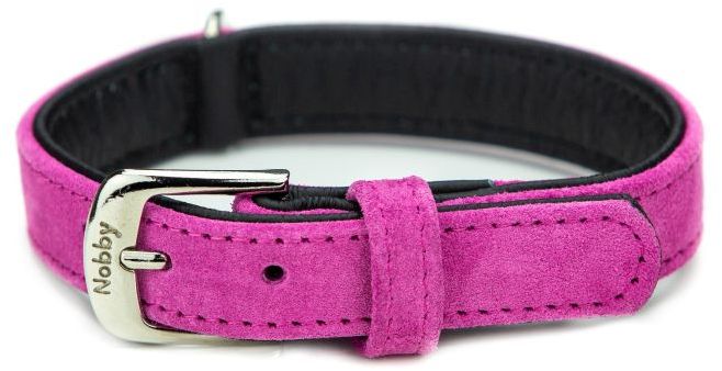Nobby VELOURS obojek ze semišové kůže S-M 42cm fuchsie 1 balení