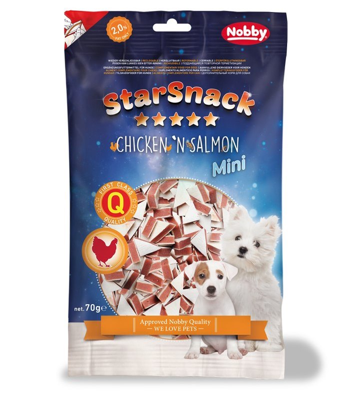 Nobby StarSnack Mini Soft měkké pamlsky kuře+losos 70g 1 balení