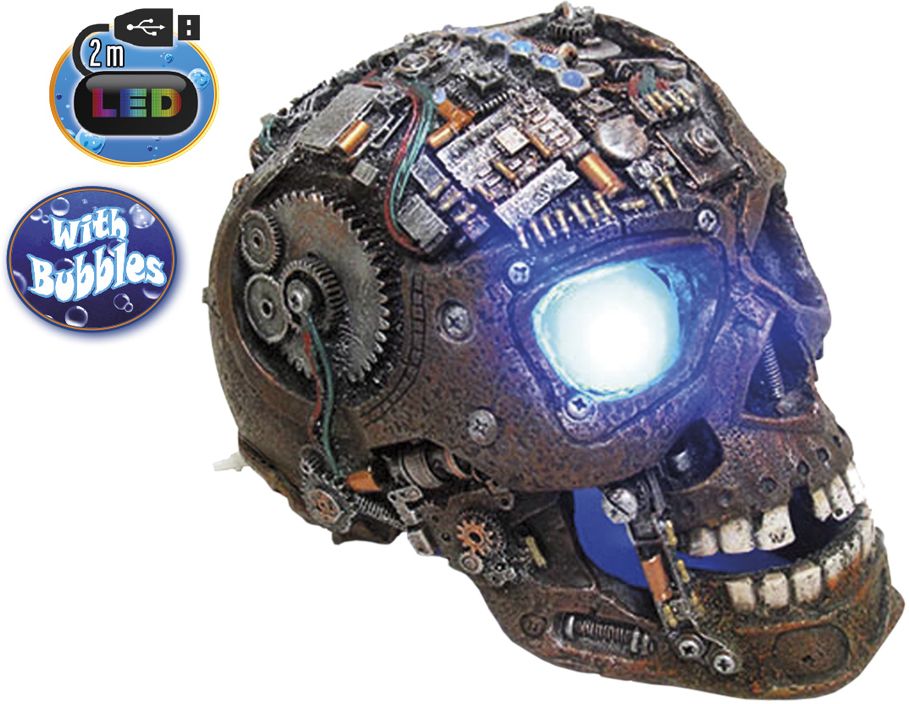 Nobby akvarijní dekorace Cyborg lebka s LED 20,8 x 13,7 x 15 cm 1 balení