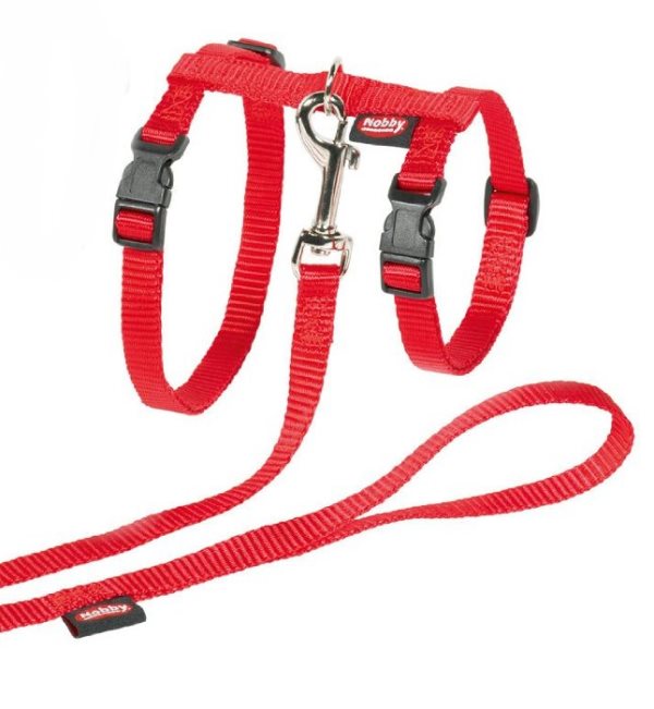 Nobby XL set červený postroj + vodítko pro velkou kočku 1 balení