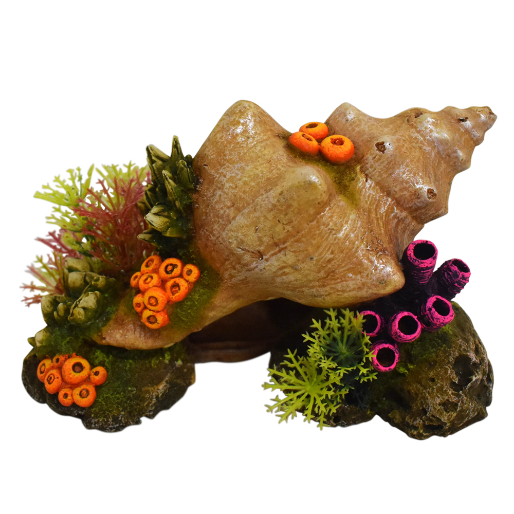 Nobby Akvarijní dekorace MUŠLE s rostlinami, 17,5 x 11 x 11,5 cm 1 balení