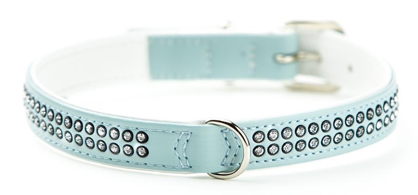 Nobby Crystal obojek se Swarovski krystaly S 37cm 17/19 mm světle modrá 1 balení