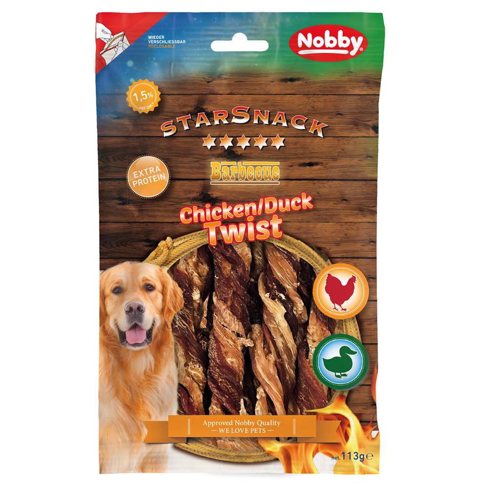 Nobby StarSnack BBQ Dog Kroucené tyčky kuře s kachnou 113 g 1 balení
