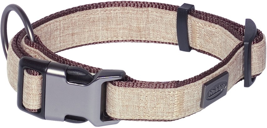 Nobby LINEN DELUXE obojek nylon hnědá S-M 28-40 cm 1 balení