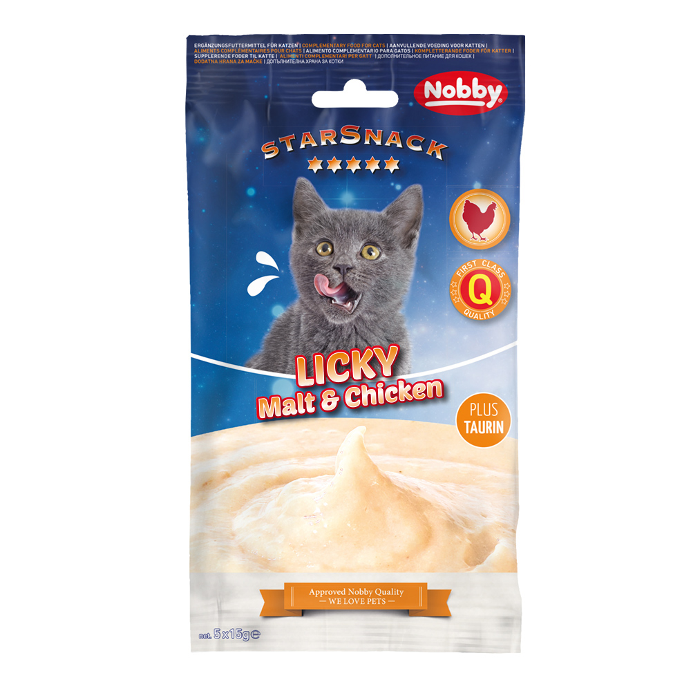 Nobby Starsnack Licky Cat Malt with Chicken 5x15g 1 balení