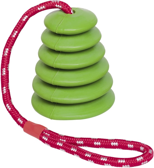 Nobby hračka pro velké psy tvrdá guma s lanem zelená 51cm 1 balení