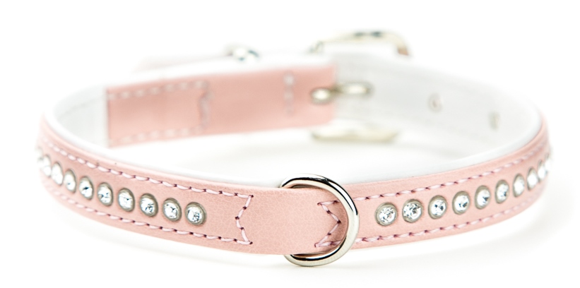 Nobby Crystal obojek se Swarovski krystaly XS-S 32cm světle růžová 1 balení