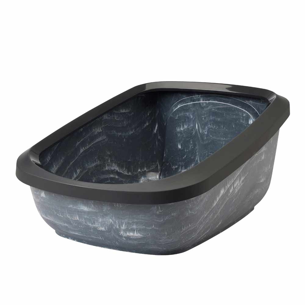 Savic kočičí toaleta s okrajem ASEO JUMBO MARBLE 67,5 x 48,5 x 29 cm antracit/bílá - černá 1 balení
