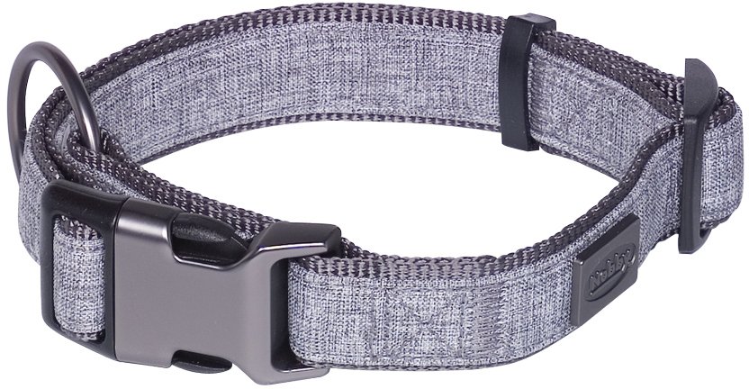 Nobby LINEN DELUXE obojek nylon šedá L-XL 45-65 cm 1 balení