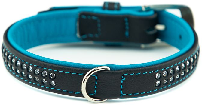 Nobby Pacific Deluxe obojek se Swarovski krystaly S-M 42cm tyrkysová 1 balení