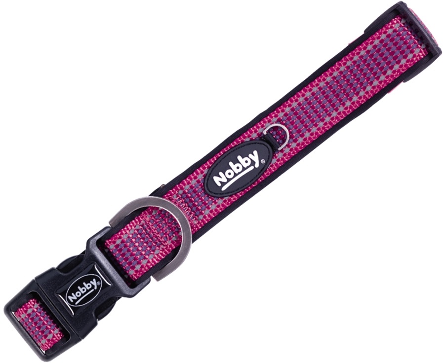 Nobby KALEA obojek nylon reflexní malina L-XL 50-70cm 1 balení