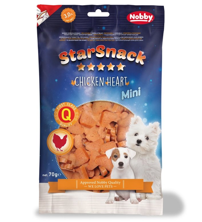 Nobby StarSnack Mini Soft Chicken Heart kuřecí pamlsky pro psy 70g 1 balení