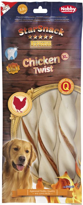 Nobby StarSnack BBQ Chicken Twist žvýkací tyčky XL 25cm 240g 1 balení