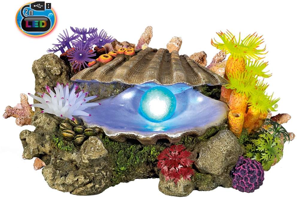 Nobby akvarijní dekorace mušle s LED 21,3 x 14,7 x 10,7 cm 1 balení