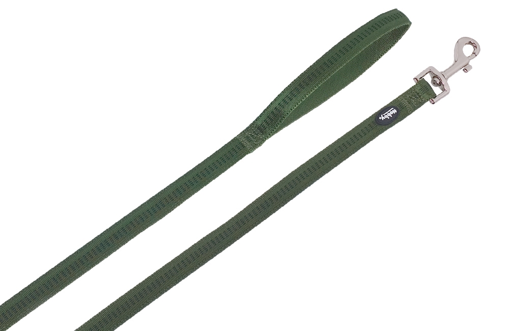 Nobby SOFT GRIP vodítko nylon L-XL 120cm / 25mm vojenská zelená 1 balení