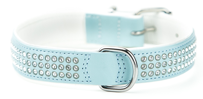 Nobby Crystal obojek se Swarovski krystaly M-L 47cm světle modrá 1 balení