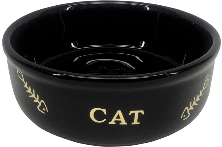 Nobby GOLDEN CAT keramická miska pro kočky černá se zlatým vzorem 13,5x4,5cm/0,25l 1 balení