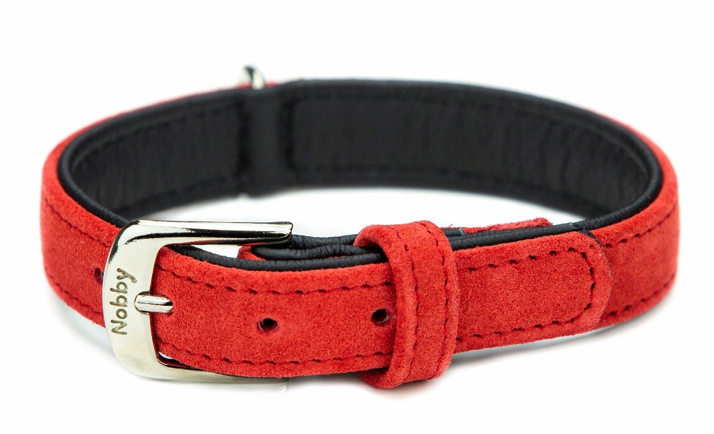 Nobby VELOURS obojek ze semišové kůže S 37cm červená 1 balení