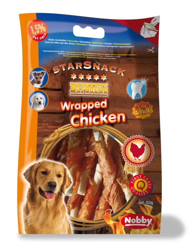 Nobby StarSnack Barbecue Wrapped buvolí tyčinka s kuřetem 113g 1 balení