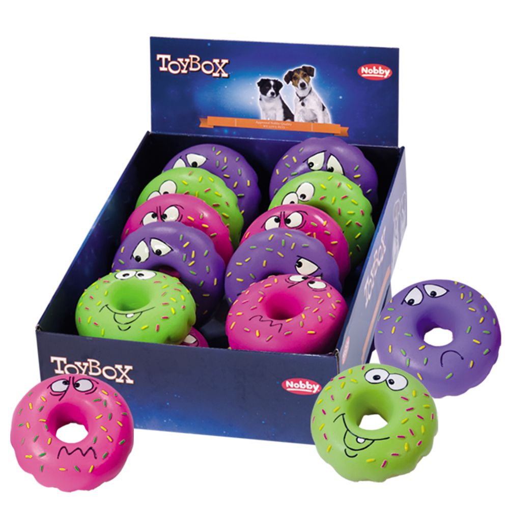 Nobby TOYBOX hračka latex kobliha s obličejem 12 ks / 12 cm 1 balení