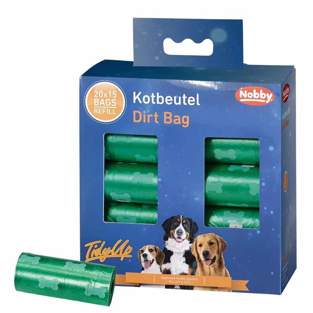 Nobby TidyUp Poop sáčky s potiskem tlapek 20 rolí s 15 sáčky zelená 1 balení