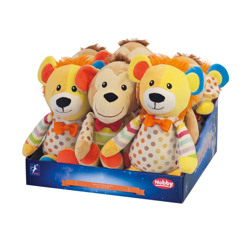 Nobby TOYBOX hračka Plyšový lev a opice bez pískače 9 ks / 30 cm 1 balení